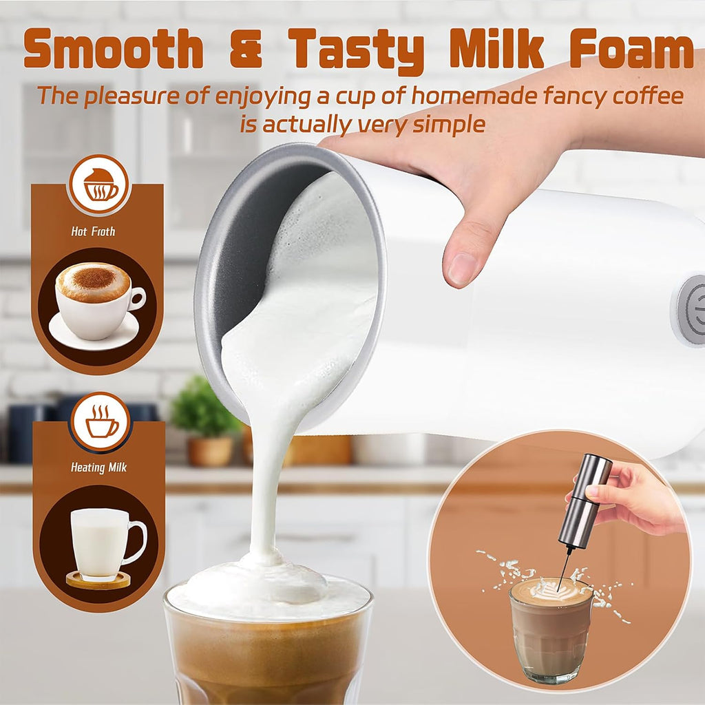 Simple Milk Frother, 2 in 1 Milk Steamer and Frother, Electric Milk Steamer, Milk Warmer and Hot Milk Foam Maker for