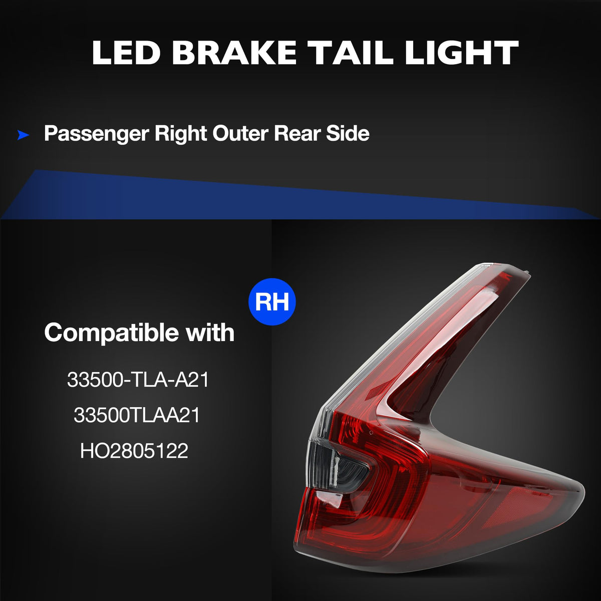 LED Tail Light Right Outer for Honda CRV 2020-2022 Replace HO2805122