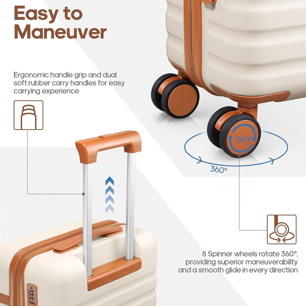Luggage Sets 3 Piece, Carry On Luggage 20In With Spinner Wheels,PC Hardside Suitcase Set with TSA Lock,Durable Carry