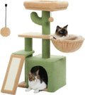 Cactus Cat Tree for Indoor Cats, 32'' Small Cat Tower Cat Condo with Sisal Scratching Ramp, Cozy Hammock and