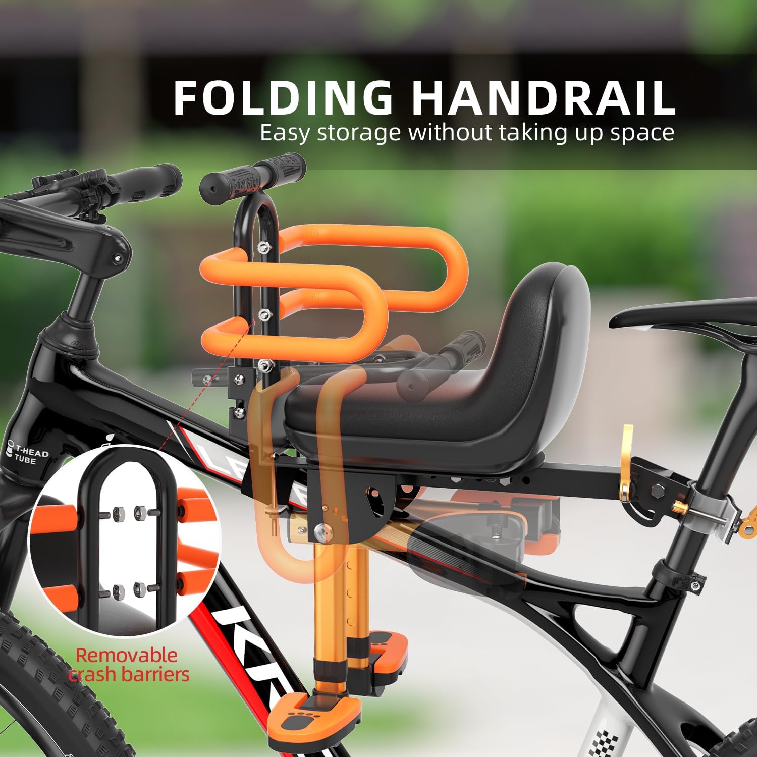 Child Bike Seat, Kids Bike Seat with Guardrail, High Seat Cushion Backrest Mountain Bike Child Bike Seat, Bicycle
