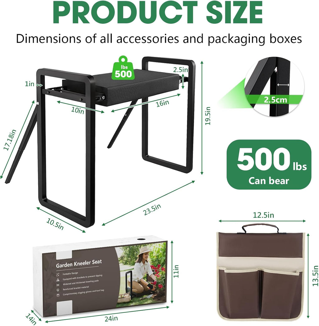 Garden Kneeler and Seat Foldable Gardening Stool with Extendable Legs