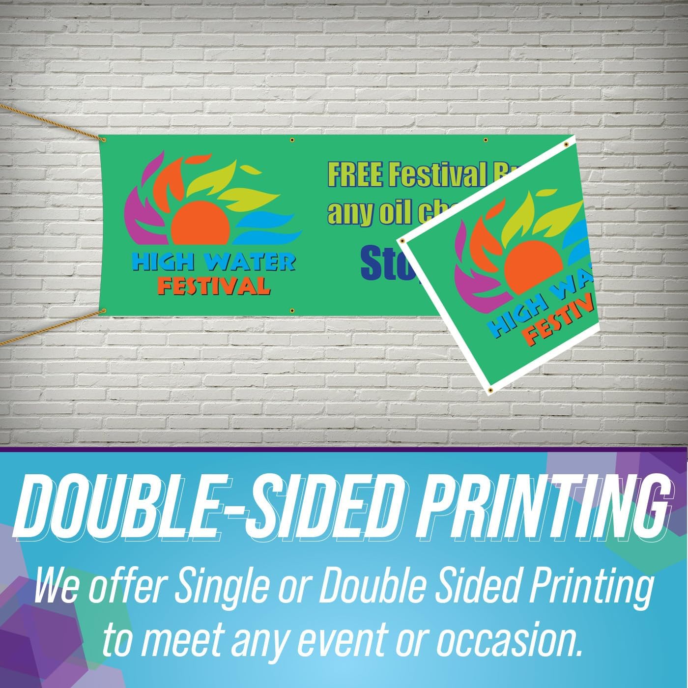 Custom 13oz & 18oz Vinyl Banner Single or Double Sided / 2 Sided by FSG Creative. Indoor/Outdoor Vinyl Banner for