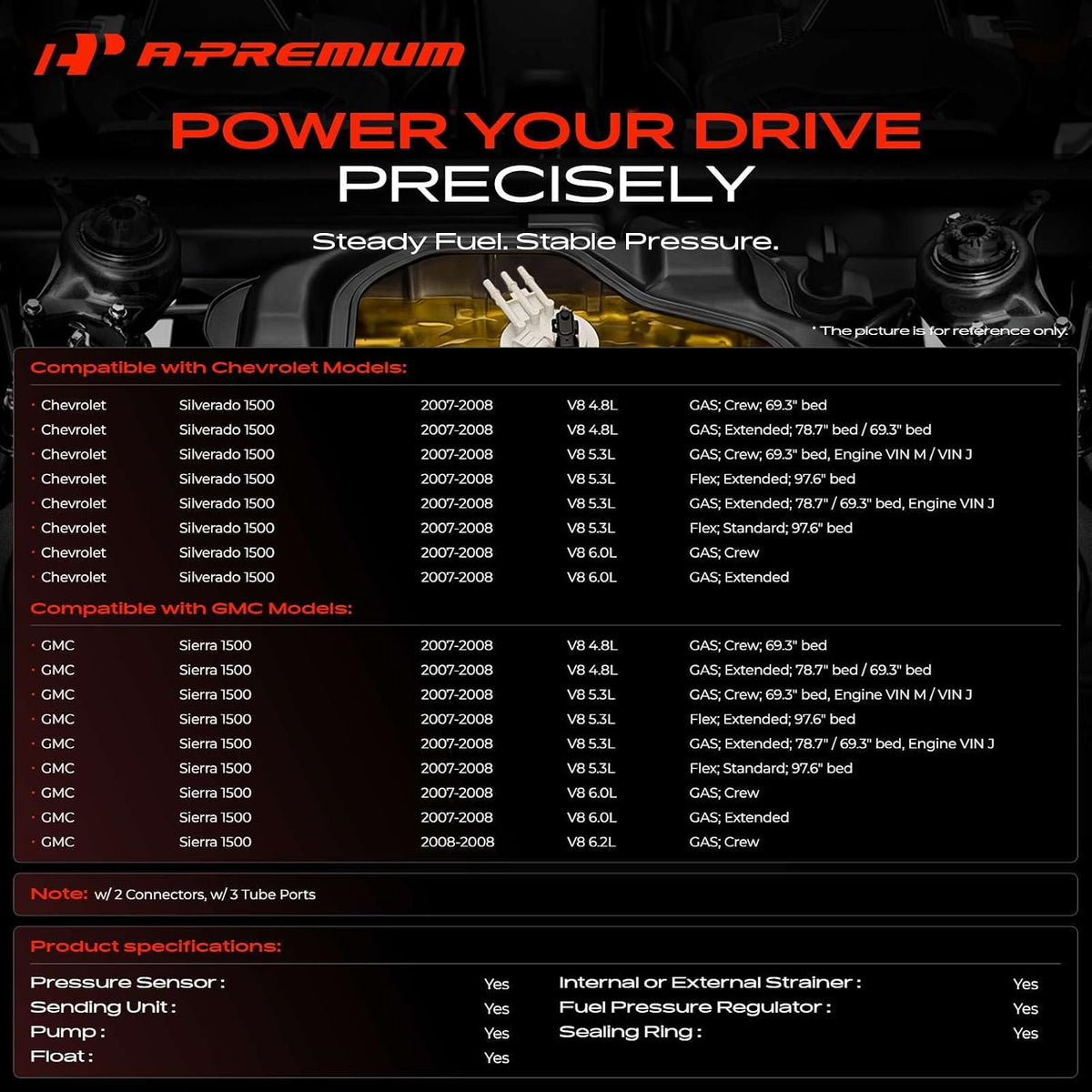 A-Premium Electric Fuel Pump Module Assembly with Pressure Sensor