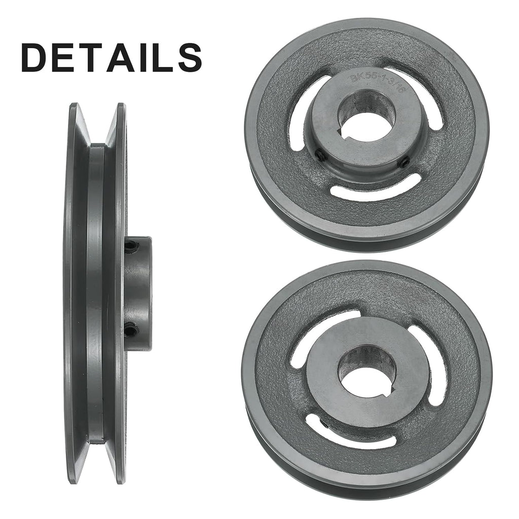uxcell BK55-1 3/16 V-Belt Sheave 1-3/16"Bore 5.25"OD Single Groove Web Sheave Bored-to-Size Sheave, Cast Iron, Belt Section for 3L or B Belt