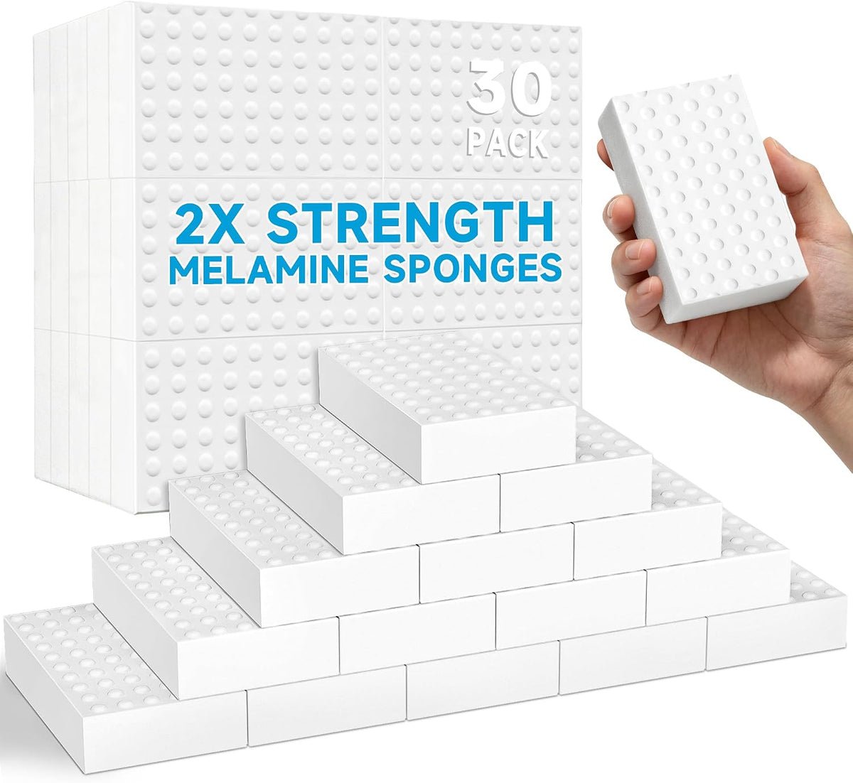 Magic Sponge Cleaning Eraser, 30 Pack, 2X Density Melamine Sponges