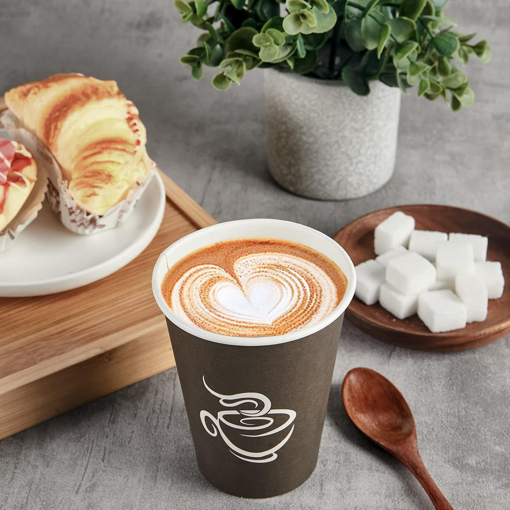 240 Pack 12 oz Paper Cups, Brown Disposable Hot Coffee Cups