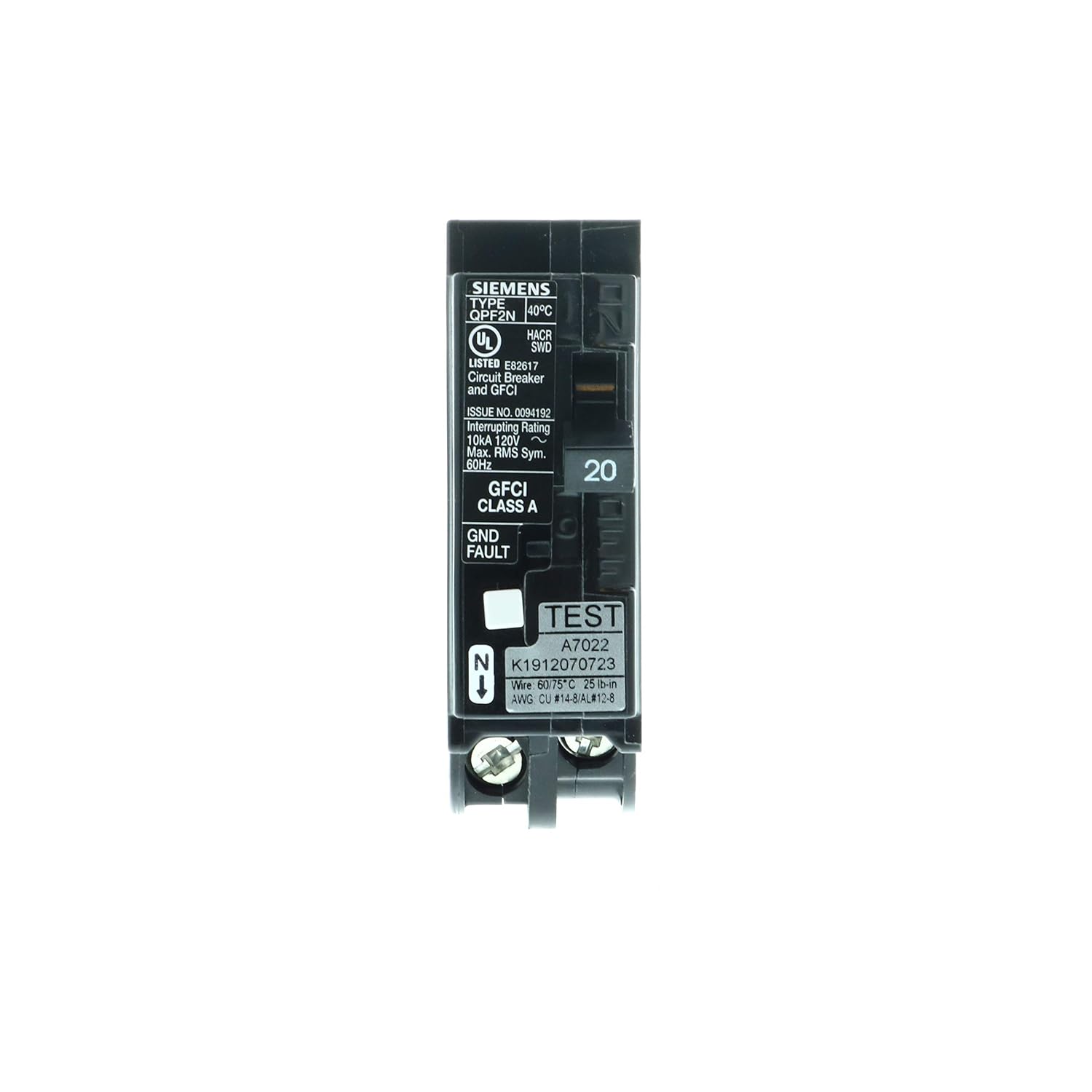 20 Amp 1-Pole GFCI Plug-On Neutral Circuit Breaker