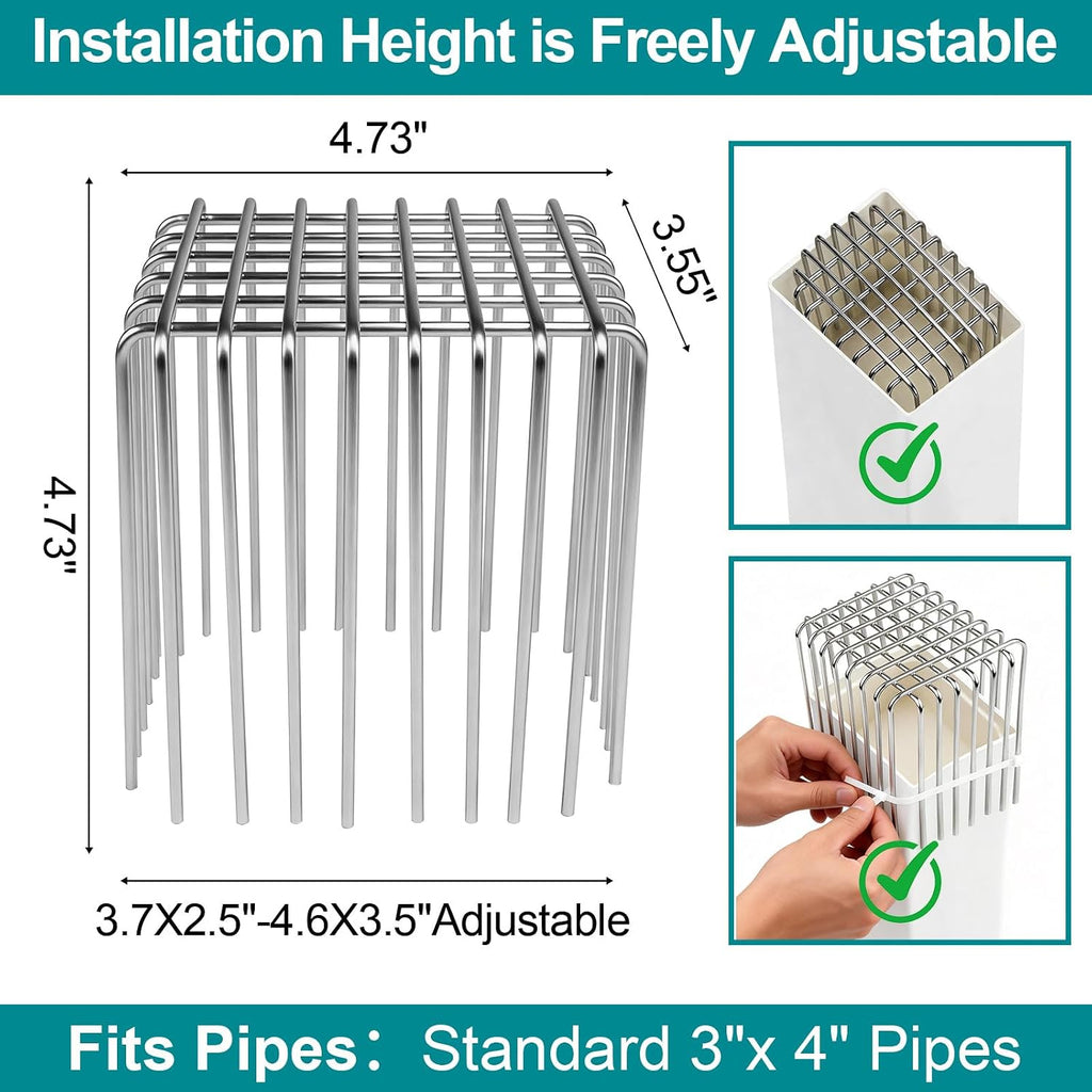 Gutter Guard 304 Stainless Steel Adjustable Downspout Filter - 4.7" L ×3.5" W ×4.7" H, Gutter Downspout Extensions