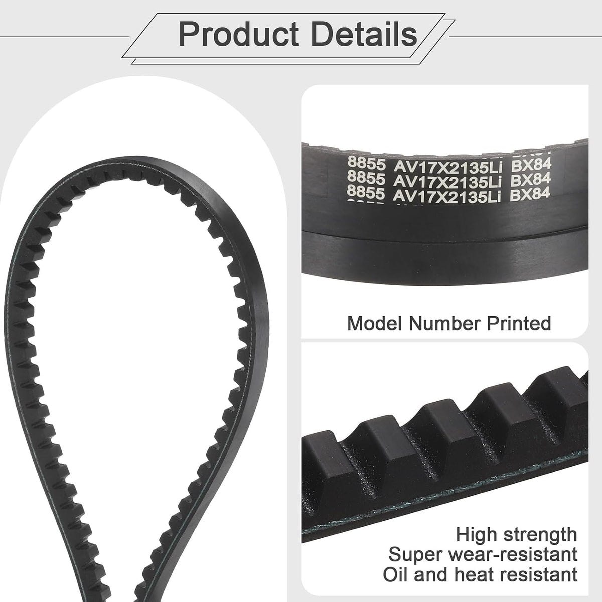 uxcell BX84 EPDM V-Belt, Raw Edge Cogged Industrial Rubber V Belt 0.67" Width x 84" Inside Circumference