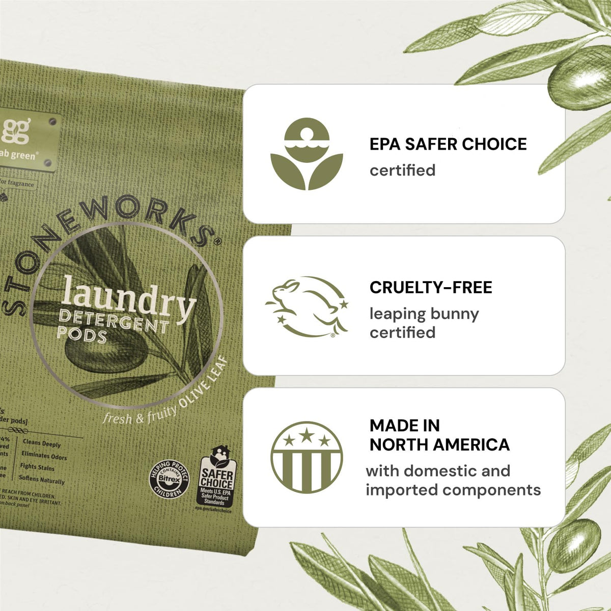 Stoneworks Laundry Detergent Pods, 50 Count, Oak Tree