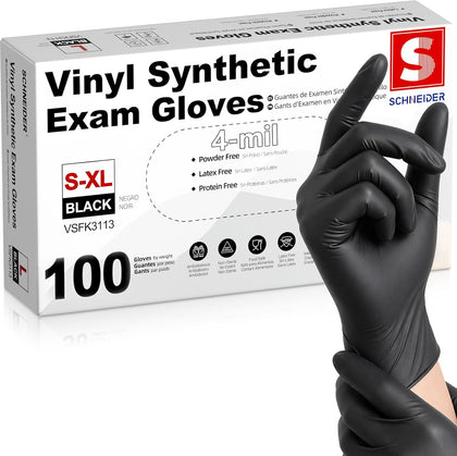 Medical Nitrile/Vinyl Blend Exam Gloves, Black Disposable | Latex&Powder free, Food Safe, Cleaning, Exam, Cooking