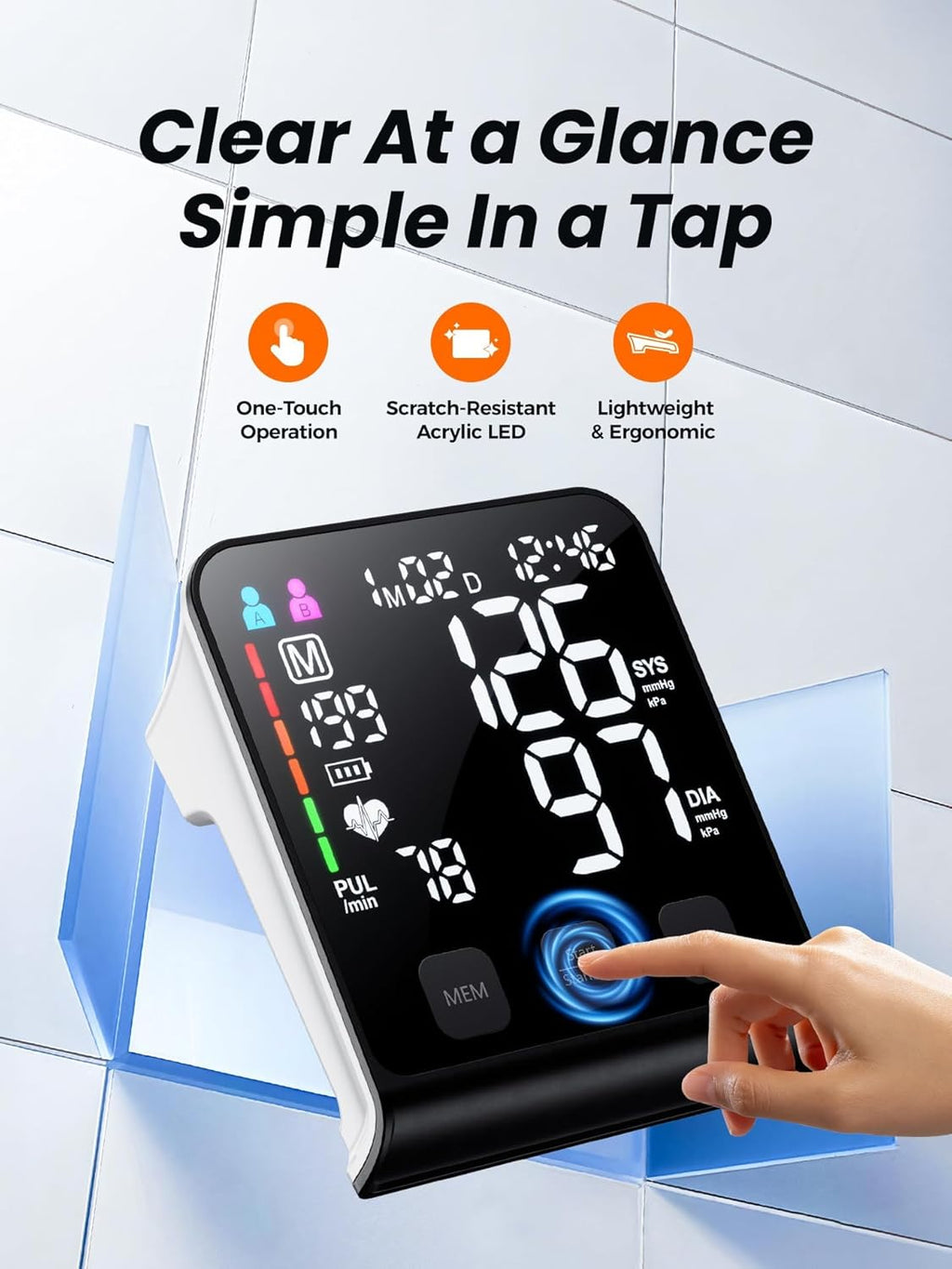 FDA-Cleared Blood Pressure Monitor, FSA&HSA Eligible Home & Travel BP Machine, Adjustable Wide-Range Cuff for Seniors