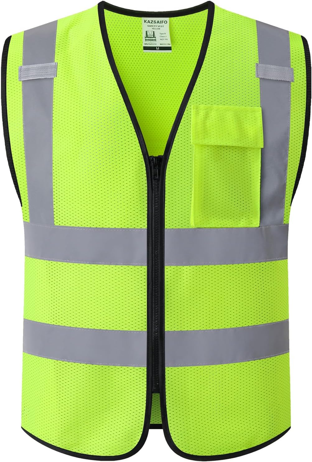Hi Vis Reflective Safety Vest for Men Women,KZ179,Yellow,L | One Chest Pocket Breathable Mesh Class 2 High Visibility