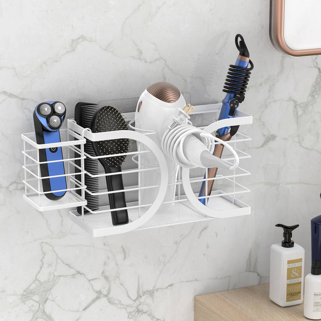 Hair Dryer Holder 3in1 Hair Tool Organizer/Wall Mounted,Cabinet Door or Desk-based Blow Dryer