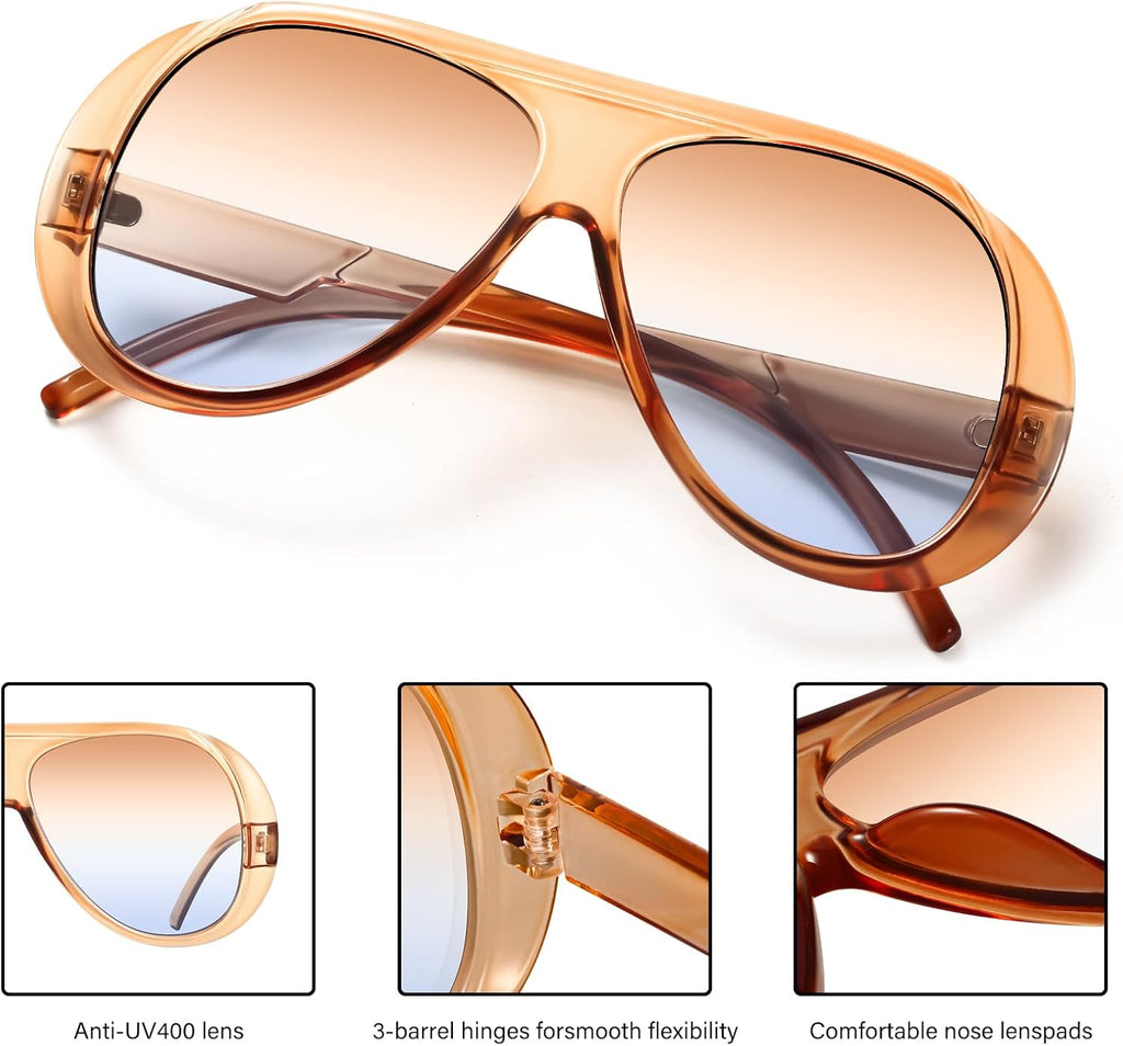 Aviator Sunglasses for Women Retro Oversized Square Sun Glasses for Outdoor Sporting Driving UV400 Protection