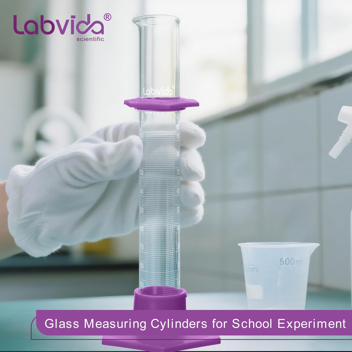 Labvida 4pcs 100ml Graduated Cylinders, 3.3 Borosilicate Glass, LVE004