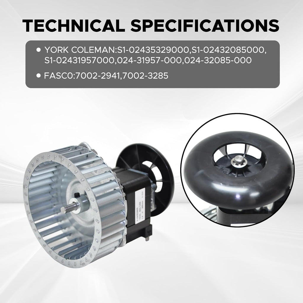 Furnace Draft Inducer Motor Replacement for York Coleman - Compatible with S1-02435329000, S1-02432085000, 024-31957-000, Fasco 7002-2941, 7002-3285