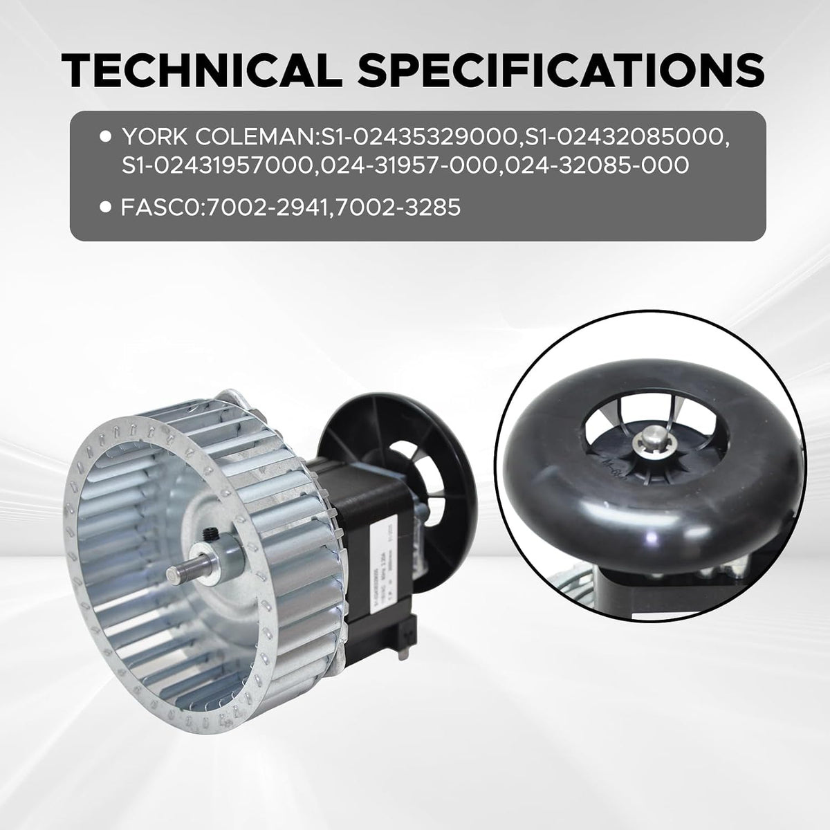 Furnace Draft Inducer Motor Replacement for York Coleman - Compatible with S1-02435329000, S1-02432085000, 024-31957-000, Fasco 7002-2941, 7002-3285