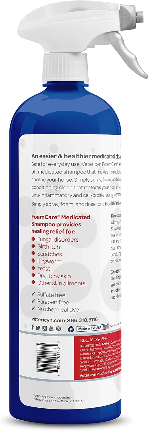 FoamCare Medicated Horse Shampoo | Sprayable Equine Shampoo with Ketoconazole for Healing Relief from Itchy Skin