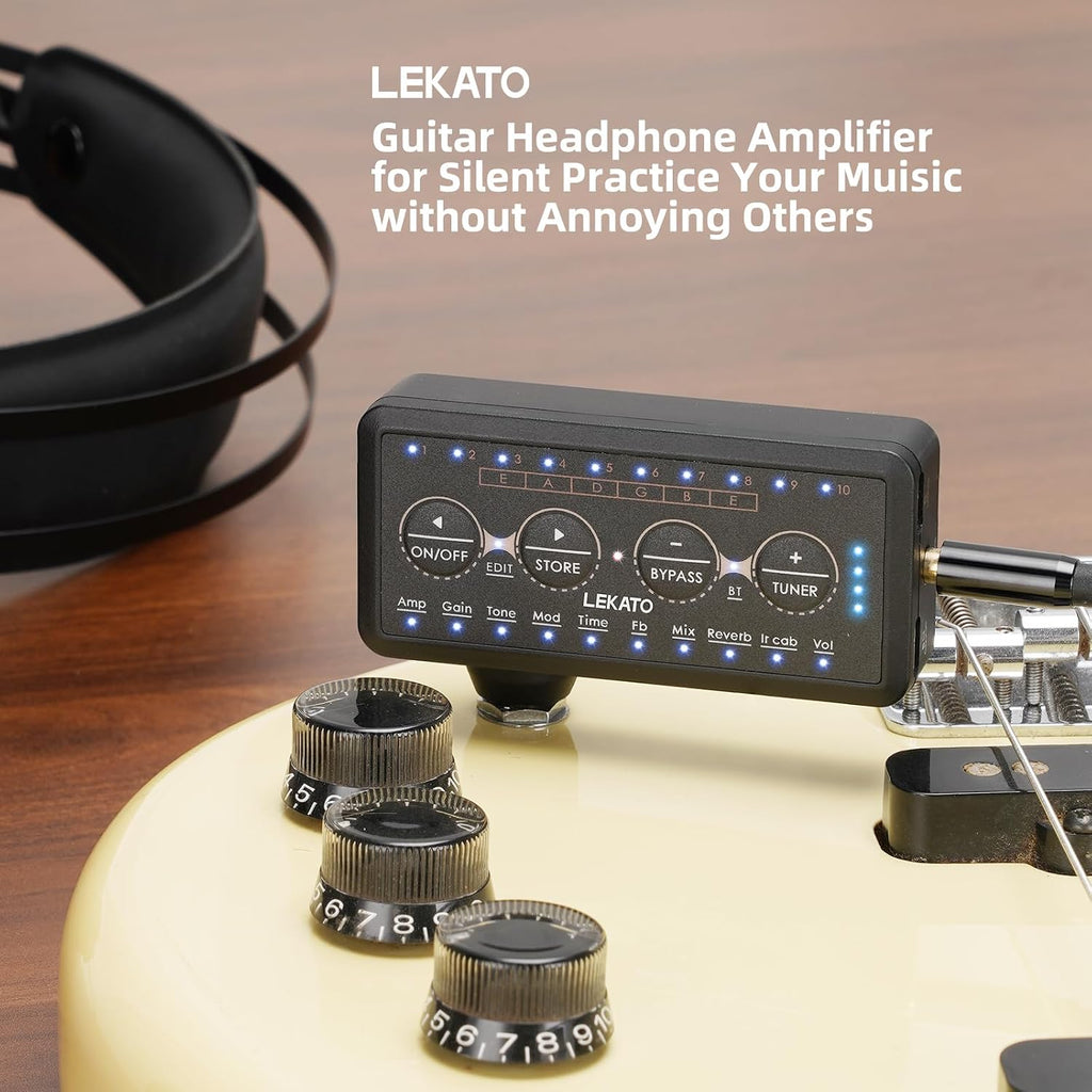Micro Guitar Headphone Amp Bass Guitar Headphone Amplifier with Multi Effects - Amp Models, IR Loading, Tuner