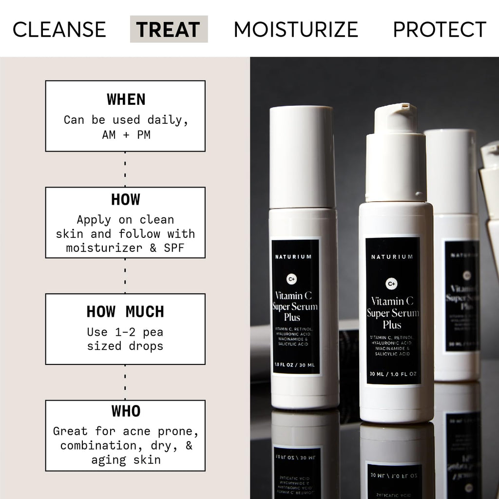 Vitamin C Super Serum Plus, Smoothing Face Care, plus Retinol, Hyaluronic Acid, Niacinamide & Salicylic Acid, 1 oz