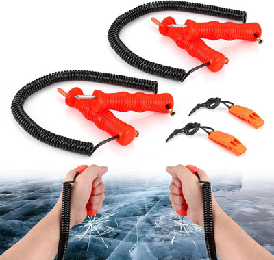 4 Pcs Retractable Ice Picks Kits with Whistle for Ice Fishing Skating Fishing Accessory Portable Emergency Gear for
