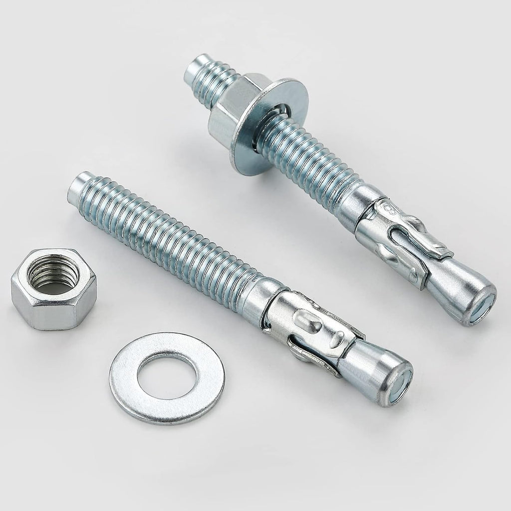 Wensilon 3/8"x4" Wedge Anchors for Concrete, Zinc-Plated, 10 PCS
