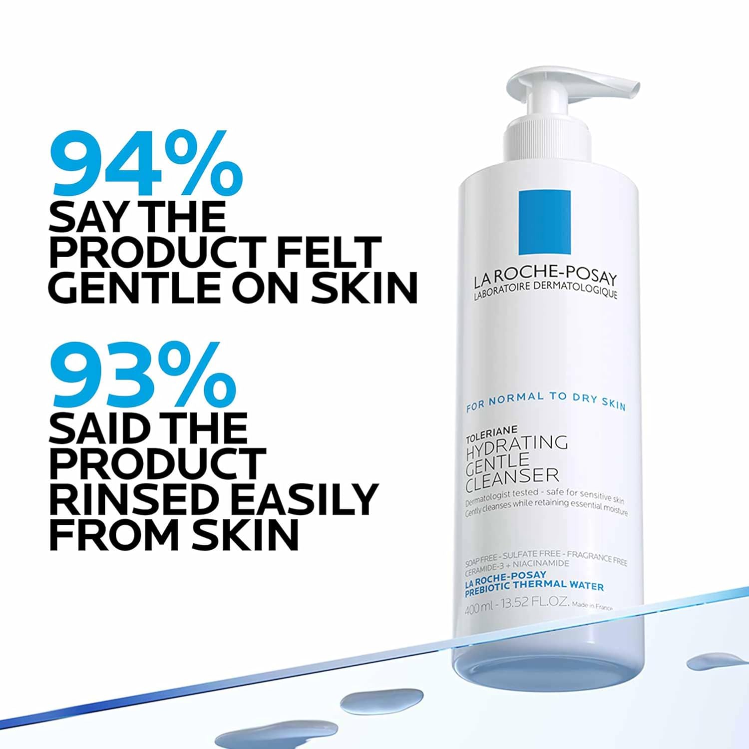 Toleriane Hydrating Gentle Facial Cleanser, 13.52oz | Face cleanser with niacinamide & ceramides, safe for sensitive