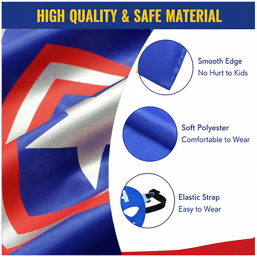 Kids Superhero Cape and Mask Set,Dress Up Costume with Slap Bracelets,Perfect for Birthday Patry,Halloween Cosplay
