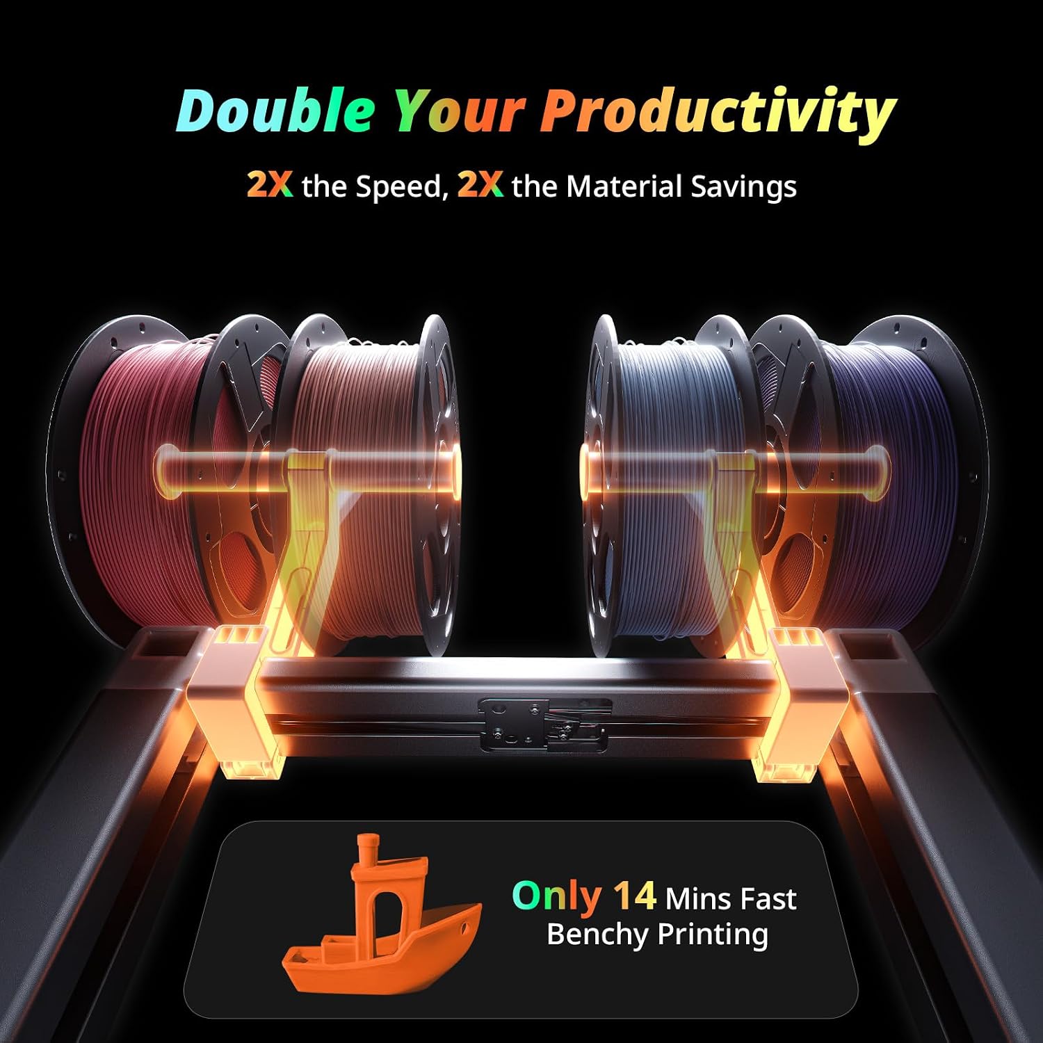 Kobra X Multicolor 3D Printer, Easy Setup, Native 4-Color | Up 19 Color, 600mm/s Fast 3D Printing, AI Camera, Quiet