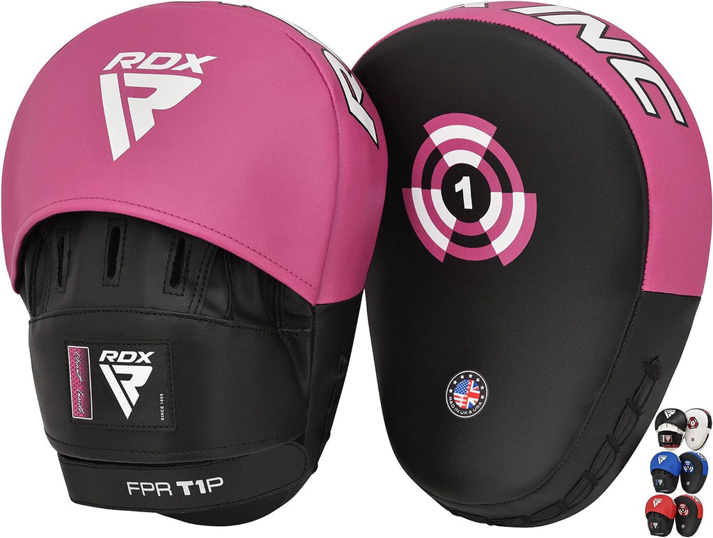 Boxing Pads Focus Mitts, Maya Hide Leather Curved Hook and Jab Target Hand Pads, Great for MMA, Kickboxing, Martial