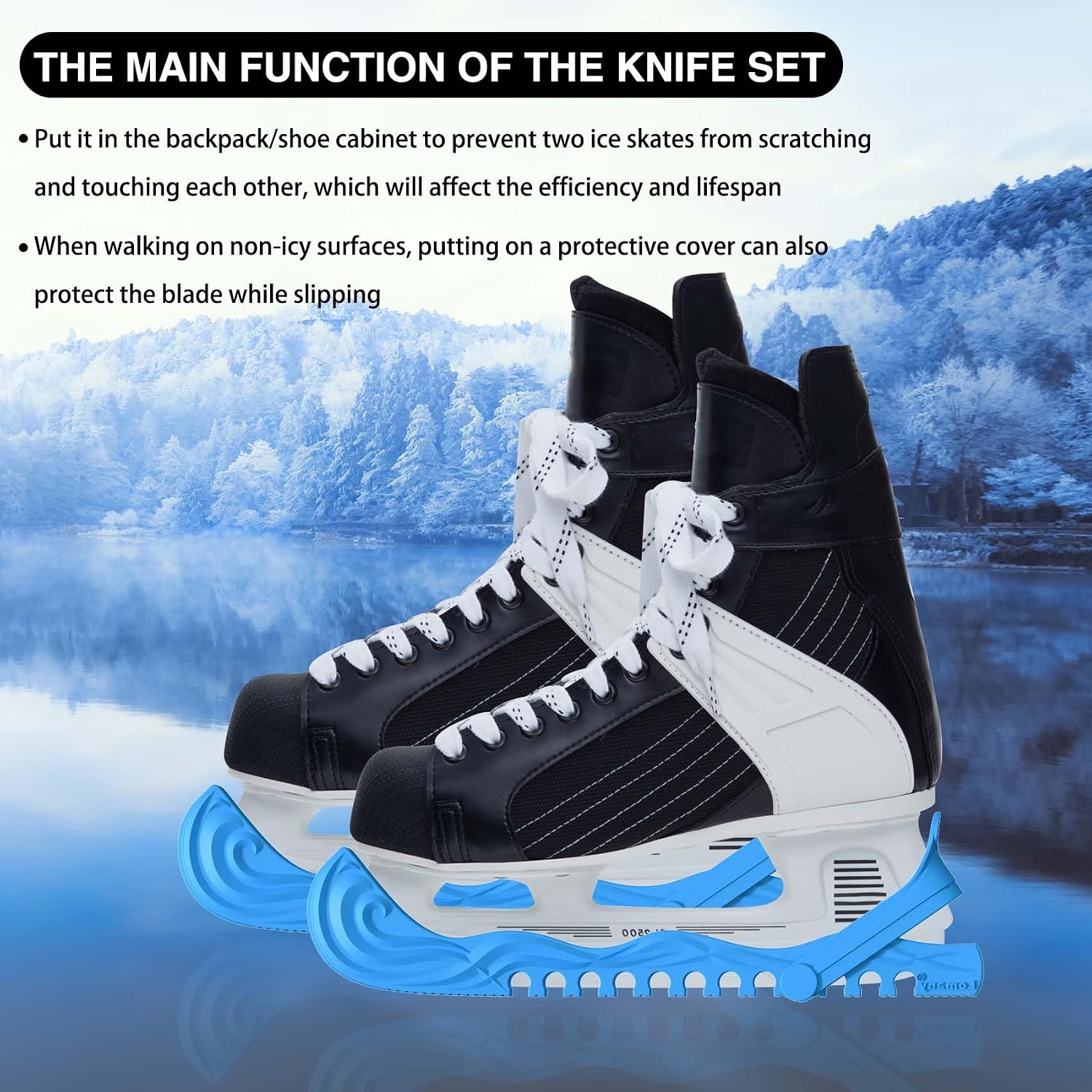 Ice Skate Guards Ice Skate Blade Covers Skate Blade Protector | 1 Pair of Adjustable Skate Guards for Hockey or