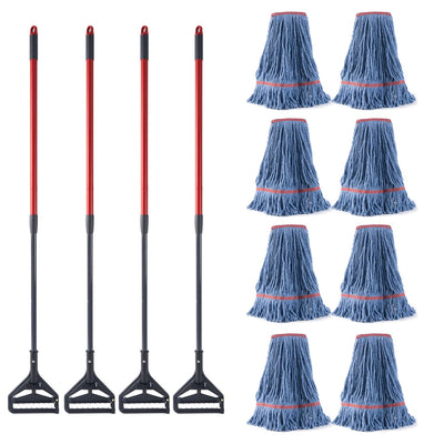 Matthew 4 Set&4 Replacement Commercial&Residential Mop Heavy Duty Industrial Mops w/Adjustable Side-Gate