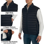 Clark Mens Puffer Vest Down Alternative Water Resistant Packable Outerwear Zip Up Pockets Warm Versatile Layer BLK Large