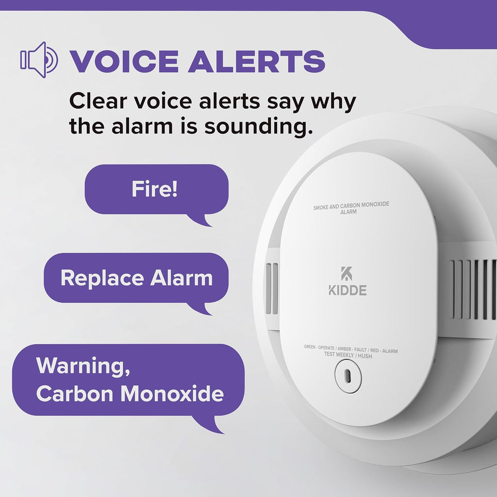 Smoke and Carbon Monoxide Detector, Hardwired with AA Battery Backup, Voice Alerts, Interconnectable, LED Status