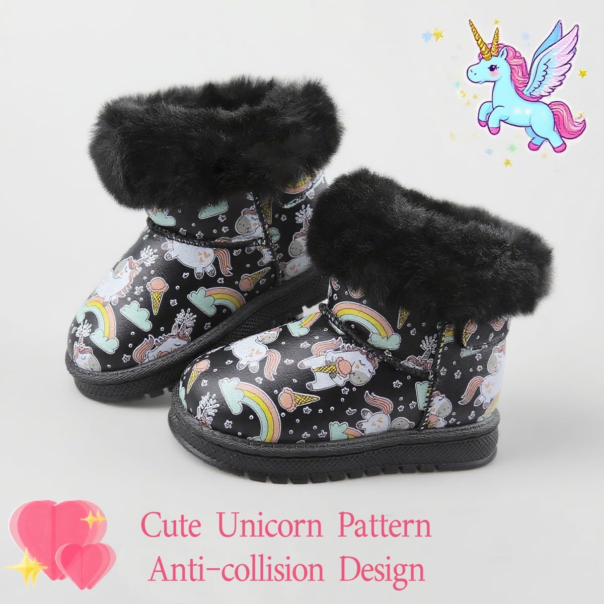 Girls Boots Unicorn Christmas Winter Boot for Toddler Little/Big Kid | Gift, Comfort, Warm, Cozy, Water-Resistant