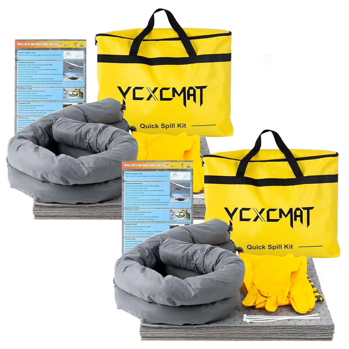 Universal Spill Kit for Chemical, Water & Garage Oil Cleanup 2 Pack