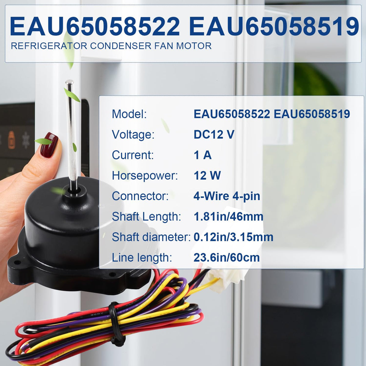 EAU65058522 RFD3410A122A Refrigerator Evaporator Fan Motor Assembly for LG