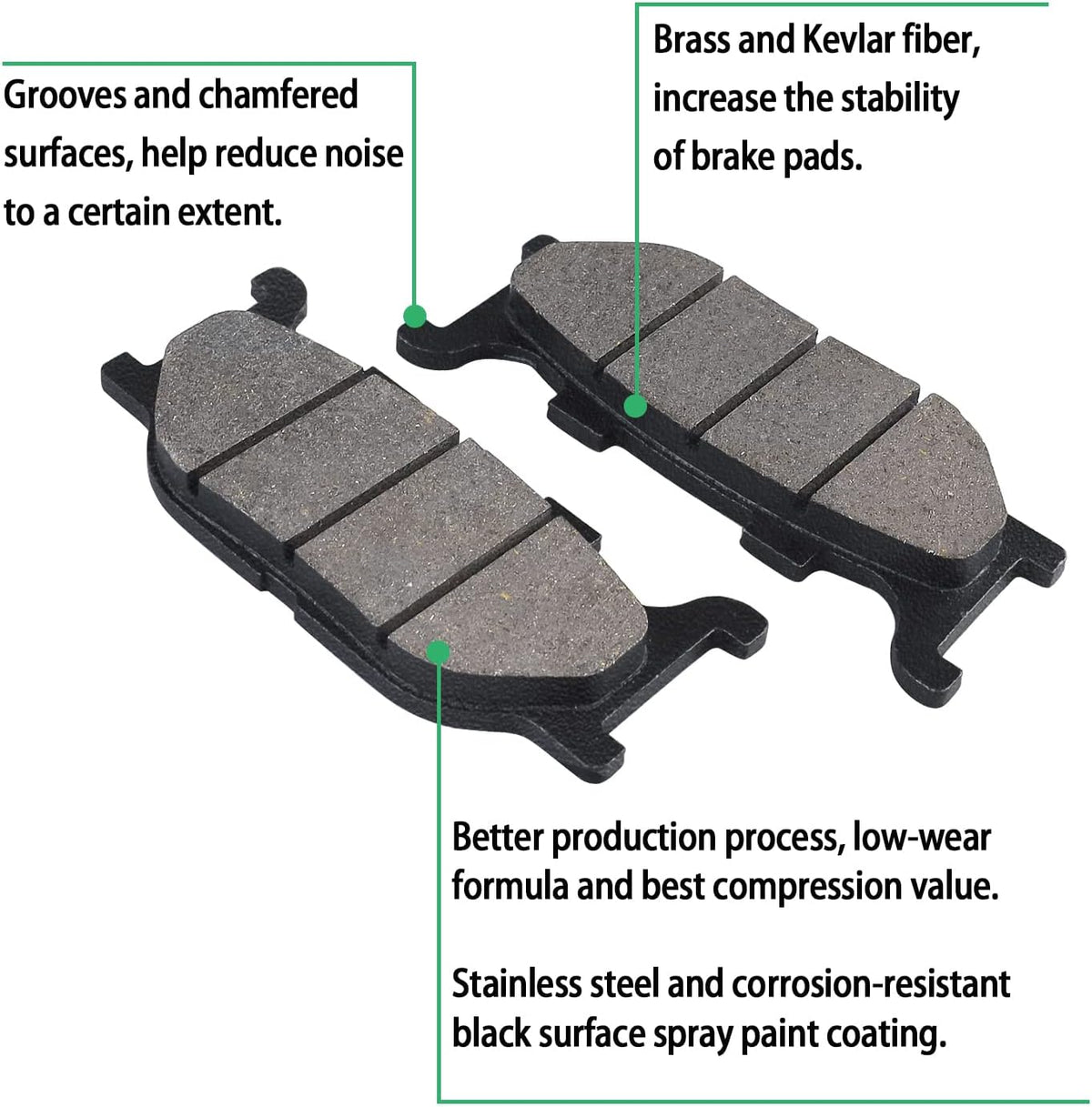 LOCOPOW Front & Rear Brake Pads for Yamaha Vstar V Star 1100 Classic Custom XVS1100 1999 2000 2001 2002 2003 2004 2005 2006 2007 2008 2009
