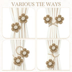 Curtain Tiebacks, Twisted Boho Curtain Holdbacks, Khaki, 2 Pcs