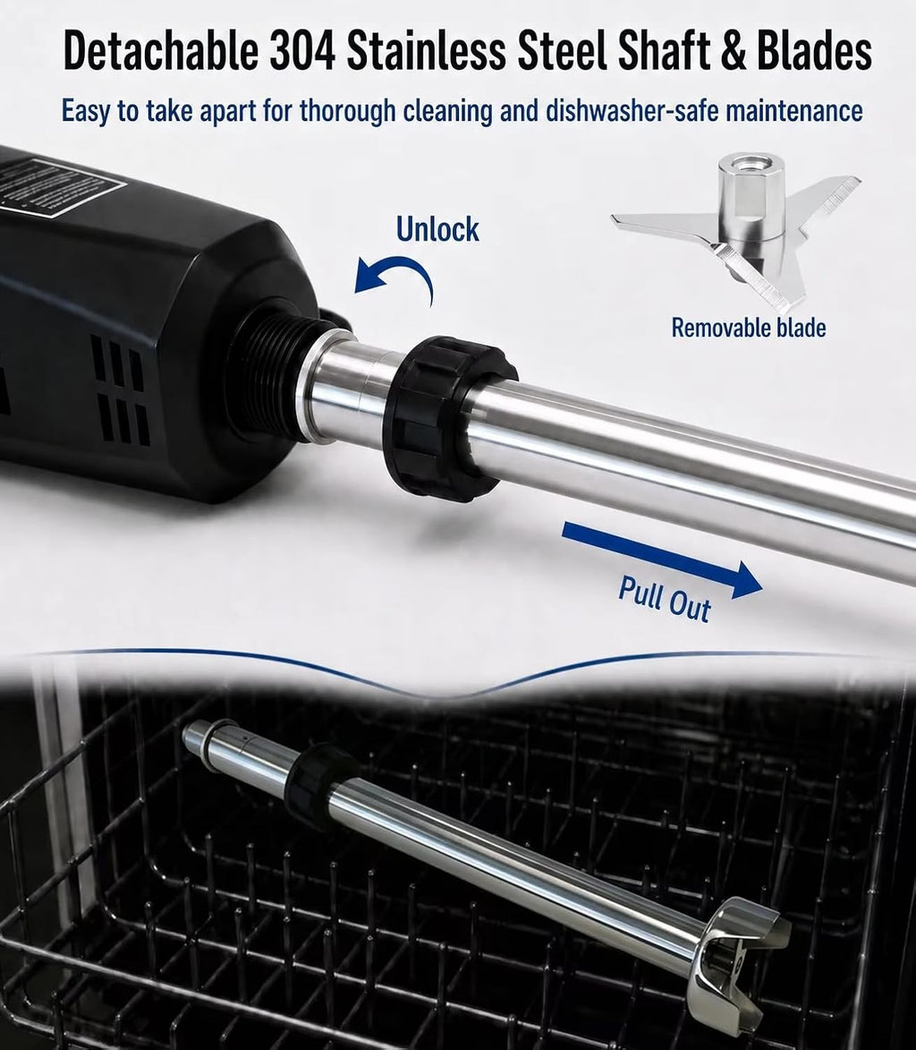 Brushless Commercial Immersion Blender 750W 21" Variable Speed NSF & ETL
