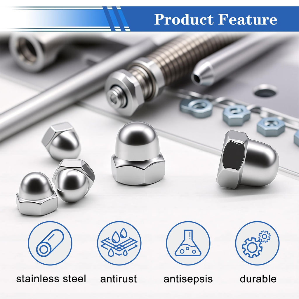 105Pcs 304 Stainless Steel SAE Acorn Nuts Assortment Kit