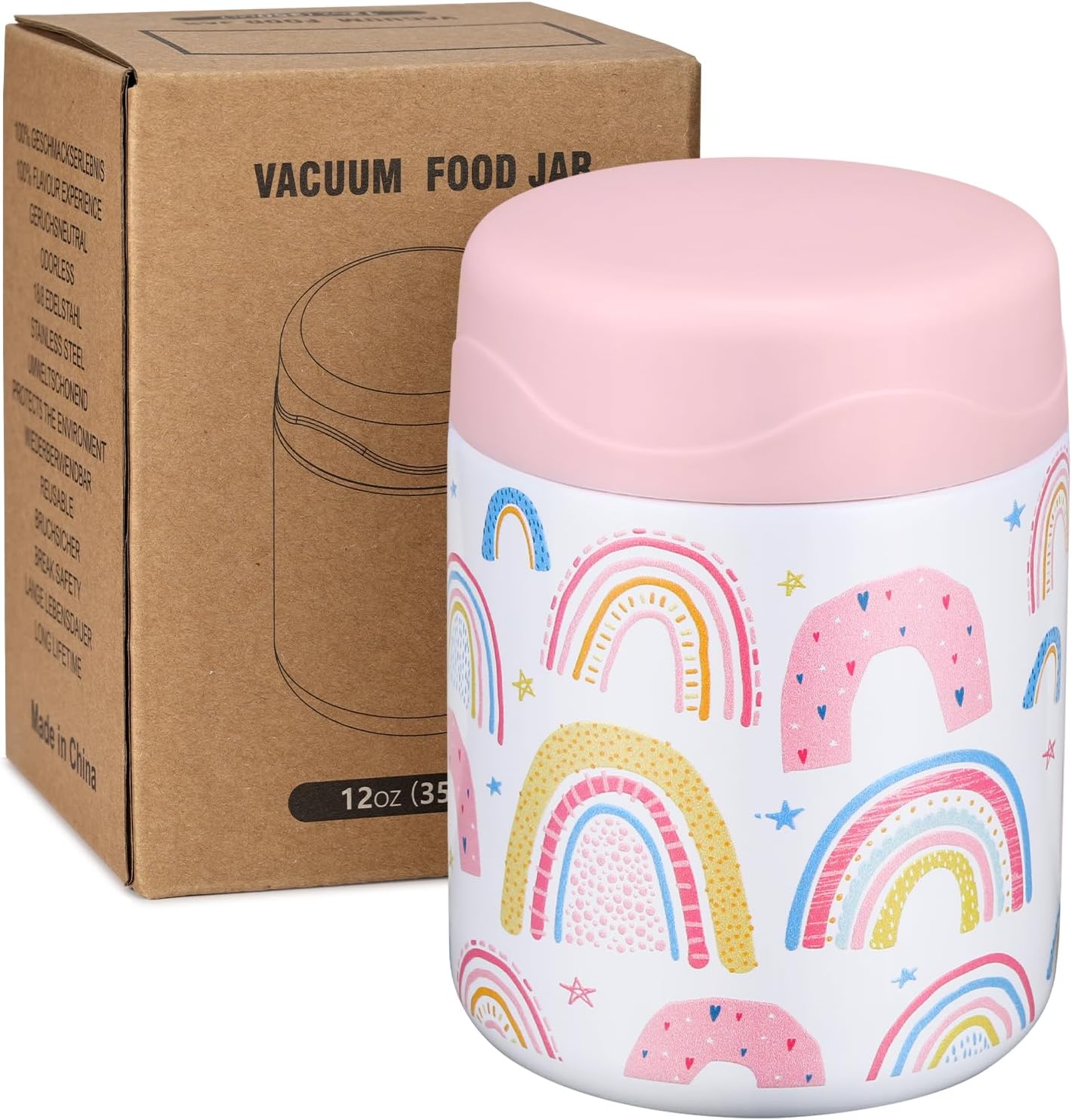 12oz Soup Thermo for Hot Food Kids Insulated Food Jar Wide Mouth Lunch Container Leak Proof Stainless Steel Vacuum