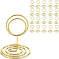 20 Pcs Gold Table Number Holders, 2.5-Inch Place Card Holders With Widened Base, Wire Photo Stands for Tables, Name