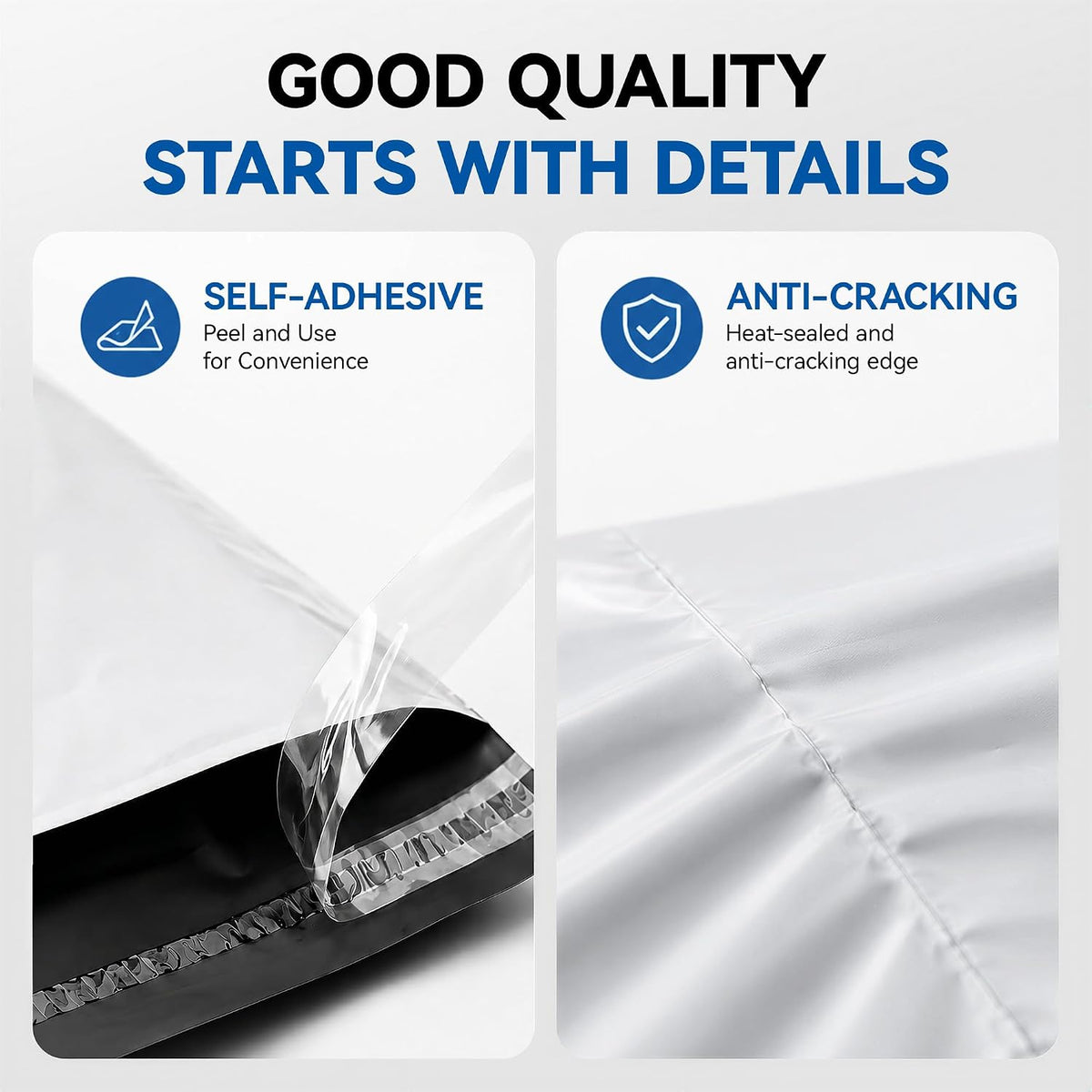 White Poly Mailers 10x13, 100 Pack Self‑Adhesive Shipping Bags