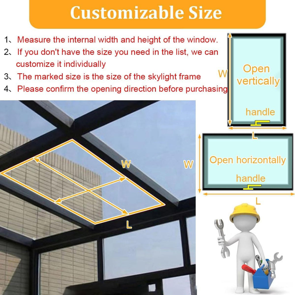 Roof Skylight for Home, Multi-Angle Roof Viewing Aluminium Window, Horizontal Roofs Skylights, Aluminum Alloy Frame