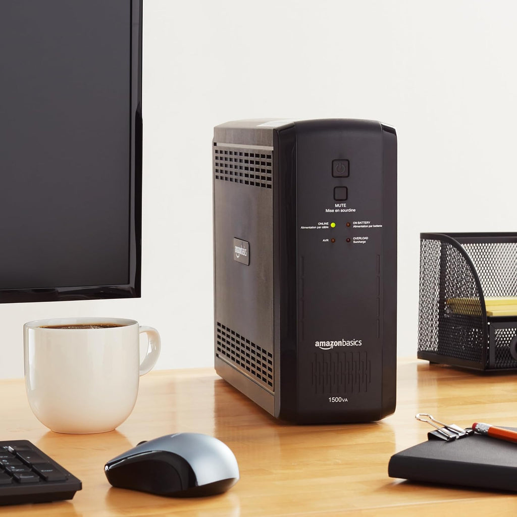 UPS Battery Backup & Surge Protector, 1500VA/900W, 10 Outlets, Line Interactive Uninterruptible Power Supply with