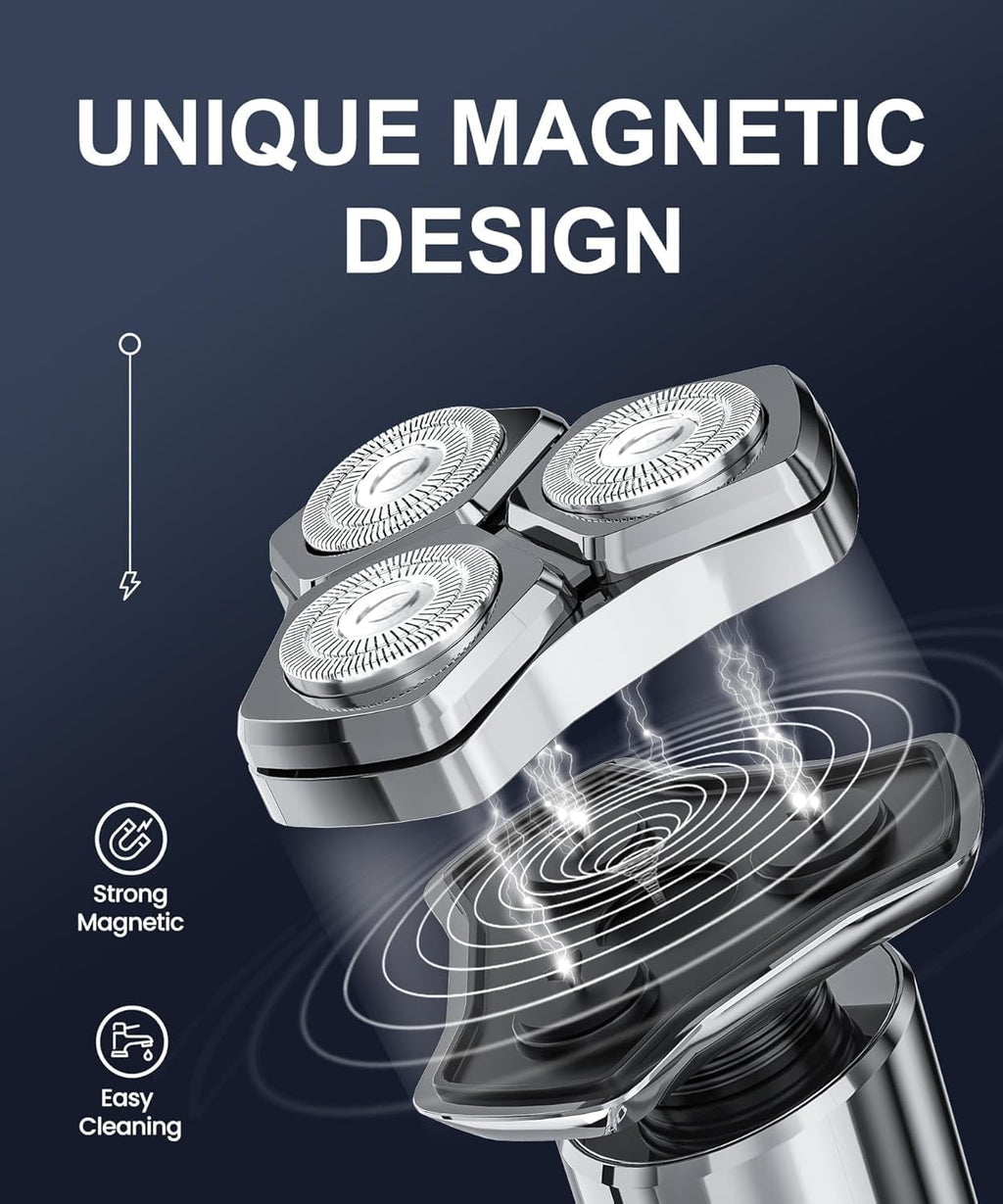 Electric Razor for Men，10,000RPM High-Speed Motor, IPX8 Waterproof, 𝐔𝐩𝐠𝐫𝐚𝐝𝐞𝐝 𝐂𝐮𝐫𝐯𝐞𝐝 𝐑𝐚𝐳𝐨𝐫 𝐅𝐨𝐢𝐥,Quick Charge & Travel