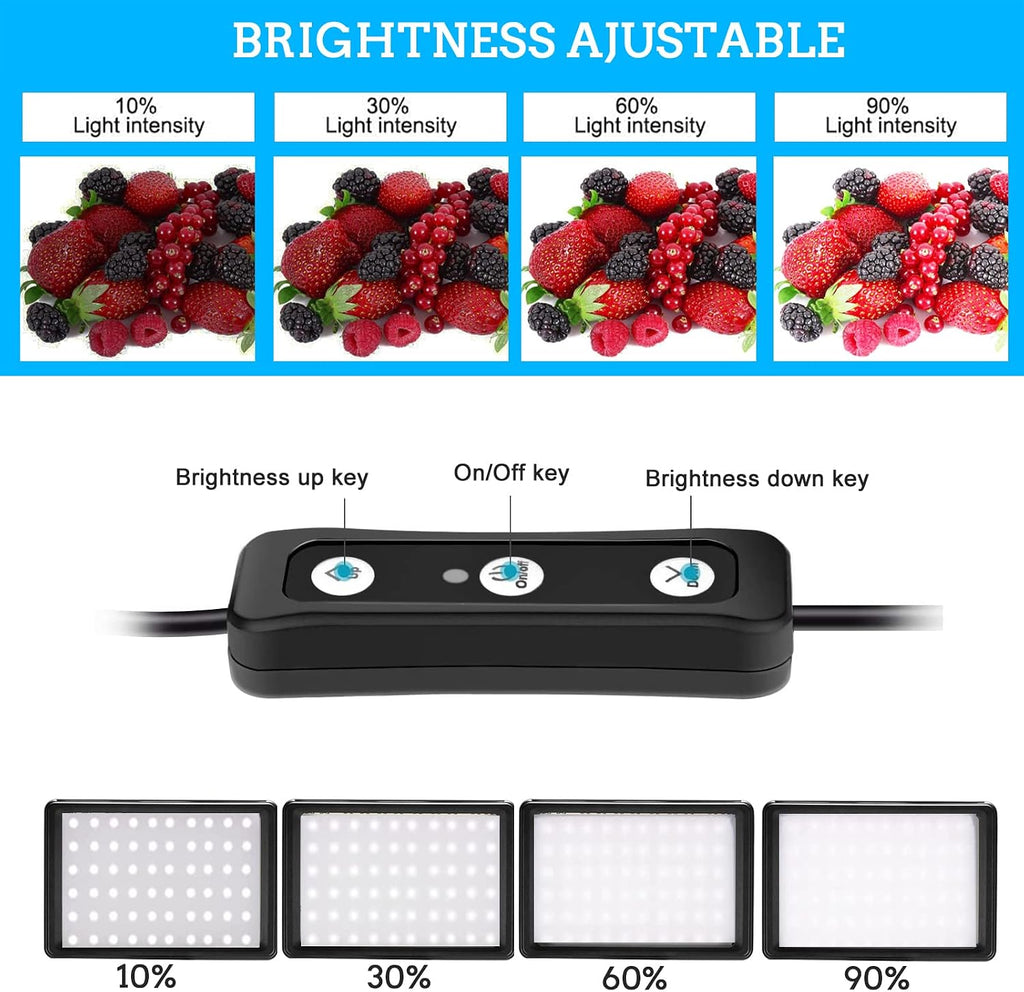 LED Video Light 2-Pack, 5600K Dimmable USB Camera Lighting Kit | Photography Lights with Mini Tripod & Colored